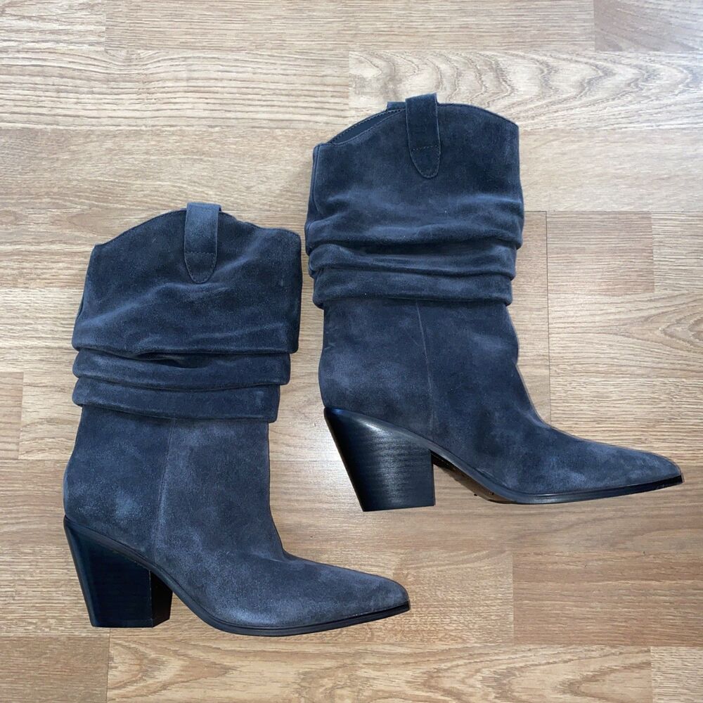 Marc Fisher LTD Myleea Womens Boots 6.5M Black Suede Slouchy Pointy Knee High - Picture 9 of 11
